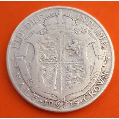 INGLATERRA 1/2 CORONA 1915 REY JORGE V KM.818 MONEDA DE PLATA MBC- Great Britain UK Half Crown silver coin R/2