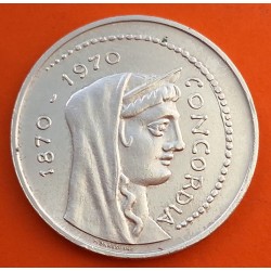 ITALIA 1000 LIRAS 1970 DIOSA CONCORDIA ROMA y DANTE KM.101 MONEDA DE PLATA SC- IMPERFECCIONES Italy 1000 Lire