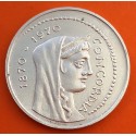 ITALIA 1000 LIRAS 1970 DIOSA CONCORDIA ROMA y DANTE KM.101 MONEDA DE PLATA SC- IMPERFECCIONES Italy 1000 Lire