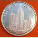 . 0,75 ONZAS x LEON ESPAÑA MEDALLA DE PLATA PURA 999 Años 1980 CATEDRAL PULCHRA LEONINA cápsula 23,30 gramos PROOF