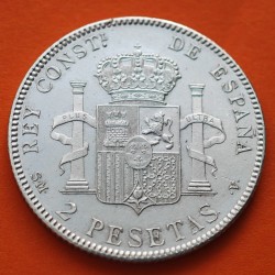 ESPAÑA Rey ALFONSO XIII 2 PESETAS 1905 * 19 05 SMV KM.725 MONEDA DE PLATA EBC- Spain silver coin R/1