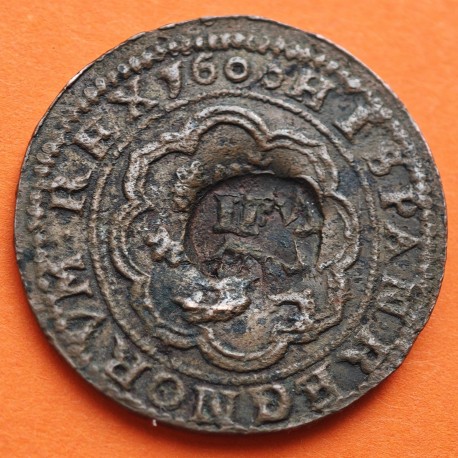ESPAÑA Rey FELIPE III 8 MARAVEDIES 1600 SEGOVIA con resello de VIII MARAVEDIES Rey FELIPE III MONEDA DE COBRE