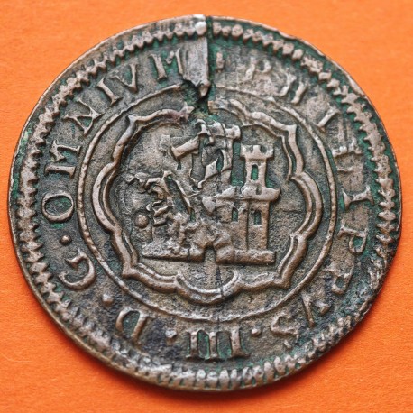 ESPAÑA Rey FELIPE III 8 MARAVEDIES 1599 SEGOVIA con resello de VIII MARAVEDIES Rey FELIPE III MONEDA DE COBRE