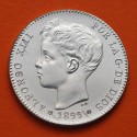 . @CASI LUJO@ ESPAÑA Rey ALFONSO XIII 1 PESETA 1899 * 18 99 SGV REY y ESCUDO KM.706 MONEDA DE PLATA SC- Spain silver coin R/4