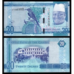 GAMBIA 20 DALASIS 2015 PAJARO y CASA PALACIEGA Pick 33 BILLETE SC Africa UNC BANKNOTE