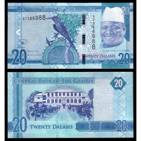 GAMBIA 20 DALASIS 2015 PAJARO y CASA PALACIEGA Pick 33 BILLETE SC Africa UNC BANKNOTE