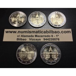 ALEMANIA 2 EUROS 2016 A+D+F+G+J IGLESIA DE SAJONIA SACHSEN SC 5 MONEDAS CONMEMORATIVAS COIN GERMANY