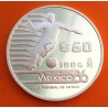 MEXICO 50 PESOS 1985 JUGADOR CON BALÓN y REGATE MUNDIAL DE FUTBOL KM.515 MONEDA DE PLATA PROOF silver 1/2 ONZA OZ