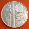 MEXICO 100 PESOS 1985 JUGADOR, RED y BALÓN - COPA MUNDIAL DE FUTBOL KM.505 MONEDA DE PLATA PROOF Mejico silver 1 ONZA