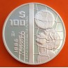 MEXICO 100 PESOS 1985 JUGADOR, RED y BALÓN - COPA MUNDIAL DE FUTBOL KM.505 MONEDA DE PLATA PROOF Mejico silver 1 ONZA