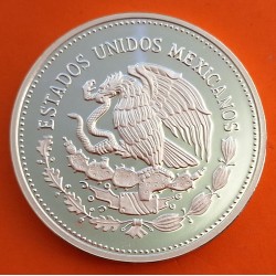 MEXICO 100 PESOS 1985 JUGADOR, RED y BALÓN - COPA MUNDIAL DE FUTBOL KM.505 MONEDA DE PLATA PROOF Mejico silver 1 ONZA