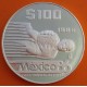 MEXICO 100 PESOS 1986 PORTERO ATRAPANDO EL BALÓN COPA MUNDIAL DE FUTBOL PORTERO BALON KM.521 MONEDA DE PLATA PROOF silver 1 ONZA