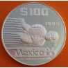 MEXICO 100 PESOS 1986 PORTERO ATRAPANDO EL BALÓN COPA MUNDIAL DE FUTBOL PORTERO BALON KM.521 MONEDA DE PLATA PROOF silver 1 ONZA