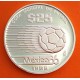 MEXICO 25 PESOS 1985 BALÓN y SU ESTELA MUNDIAL DE FUTBOL FIFA KM.514 MONEDA DE PLATA PROOF silver 1/4 ONZA OZ