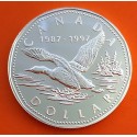 CANADA 1 DOLAR 1997 1987 LOONEY DOLLAR 10 Aniversario GANSO KM.296 MONEDA DE PLATA PROOF cápsula silver Dollar