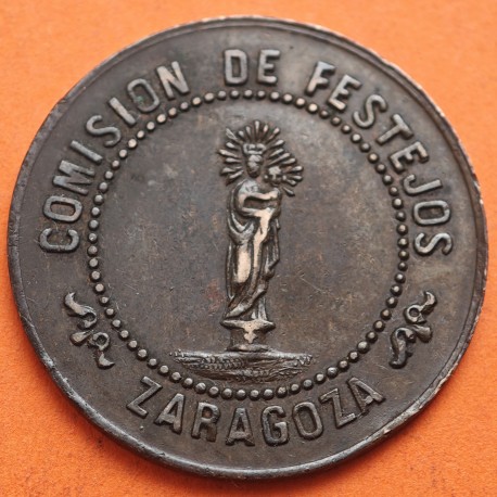 . @ESCASA@ ZARAGOZA 1872 MEDALLA DE COBRE INAUGURACIÓN DEL TEMPLO BASÍLICA DEL PILAR COMISIÓN DE FESTEJOS