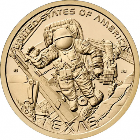 . 1 aaaaaaaaacoin @5/SEPT. Envío@ ESTADOS UNIDOS 1 DOLAR 2025 D ASTRONAUTA - TEXAS American Innovation 29ª MONEDA DE LATON
