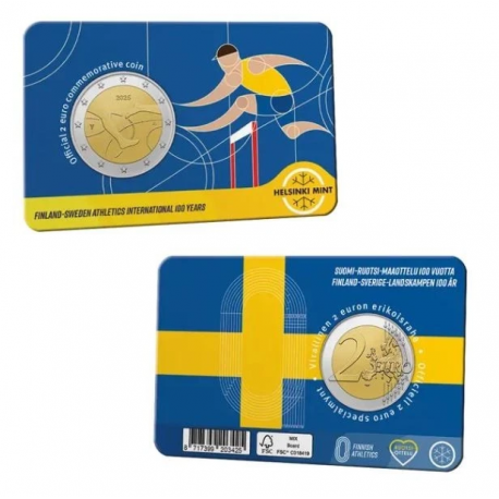 . 1 aaaaaaaaaacoin @COINCARD INGLÉS - 5/SEP. Envío@ FINLANDIA 2 EUROS 2025 ATLETISMO 2ª MONEDA CONMEMORATIVA