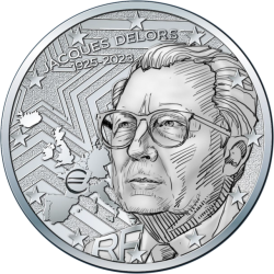 . 1 aaaaaacoin FRANCIA 10 EUROS 2025 JACQUES DELORS Famoso político 10.000 MONEDAS DE PLATA Blister