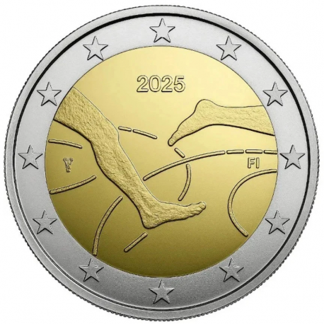 . 1 aaaaaaaaaacoin @5/SEP. Envío@ FINLANDIA 2 EUROS 2025 ATLETISMO y DEPORTE 2ª MONEDA CONMEMORATIVA Tirada 270.000