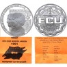 . 0,74 ONZAS + ESTUCHE + CERTIFICADO x Holanda 25 ECU 1991 REINA BEATRIZ y CLAUS MEDALLA MONEDA DE PLATA The Netherlands