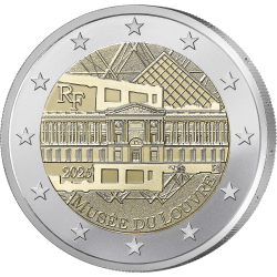 . 1 aaaaaaaacoin @ENVÍO HOY@ FRANCIA 2 EUROS 2025 MUSEO DEL LOUVRE 1ª MONEDA CONMEMORATIVA SC France
