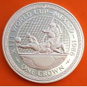 ISLA DE MAN 1 CORONA 1986 XIII MUNDIAL DE FUTBOL MEXICO 86 REMATE A PORTERIA KM.163B MONEDA DE PLATA PROOF Silver Crown Isle Of
