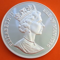 ISLA DE MAN 1 CORONA 1986 XIII MUNDIAL DE FUTBOL MEXICO 86 MAPAMUNDI KM.173B MONEDA DE PLATA PROOF Silver Crown Isle Of