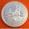ISLA DE MAN 1 CORONA 1986 XIII MUNDIAL DE FUTBOL MEXICO 86 CHUT A GOL KM.161 MONEDA DE PLATA SC- Isle Of 1 Crown