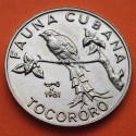 CUBA 1 PESO 1981 TOCORORO Serie FAUNA CUBANA Pájaro KM.63 MONEDA DE NICKEL SC- Caribe coin
