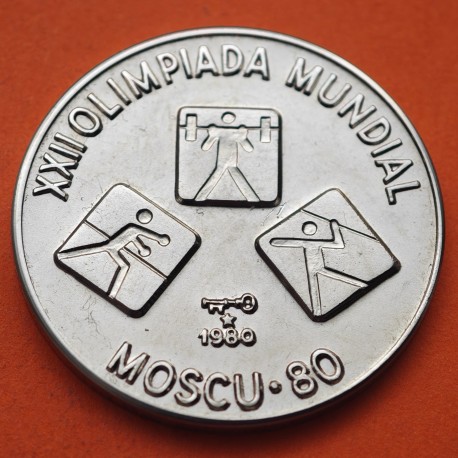 CUBA 1 PESO 1980 ICONOS de DEPORTES XXII OLIMPIADA de MOSCU CCCP RUSIA KM.192 MONEDA DE NICKEL SC- Caribe coin