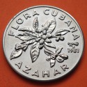 CUBA 1 PESO 1981 AZAHAR Serie FLORA CUBANA KM.53 MONEDA DE NICKEL SC- Caribe coin