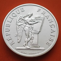 @PIEDFORT - DOBLE GROSOR@ FRANCIA 100 FRANCOS 1989 ANGEL ALADO KM.970 MONEDA DE PLATA SC France 100 Francs silver