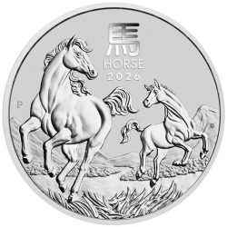 . 1 aaaaaaaaacoin @15/SEP Envío@ AUSTRALIA 1 DOLAR 2026 AÑO DEL CABALLO Lunar Serie MONEDA DE PLATA Oz ONZA Perth Mint HORSE