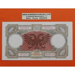 ALBANIA 20 FRANGA 1939 AGUILA BICEFALA OCUPACION DE ITALIA 2ª GUERRA MUNDIAL Pick 7 BILLETE SC @IMPREFECCIONES@ WWII
