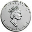 @RARA@ CANADA 5 DOLARES 1997 HOJA DE ARCE MONEDA DE PLATA PURA SC $5 Dollars silver coin ONZA OZ OUNCE MAPLE LEAF
