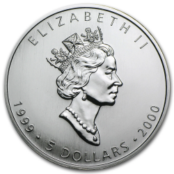 @RARA@ CANADA 5 DOLARES 1999 - 2000 HOJA DE ARCE - FIREWORKS MONEDA DE PLATA PURA $5 silver ONZA OZ OUNCE MAPLE LEAF