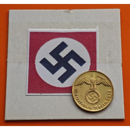 ALEMANIA 5 REICHSPFENNIG 1938 A AGUILA SOBRE ESVASTICA NAZI KM.91 MONEDA DE LATON @LIMPIADA@ Germany III REICH