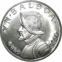 . @Tirada 17.000@ PANAMA 1 BALBOA 1972 VASCO NUÑEZ DE BALBOA KM.27 MONEDA DE PLATA PROOF @Diseño Tipo 3@ silver coin