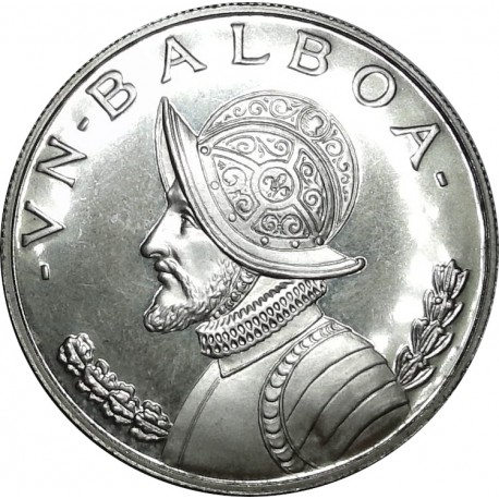 . @Tirada 17.000@ PANAMA 1 BALBOA 1972 VASCO NUÑEZ DE BALBOA KM.27 MONEDA DE PLATA PROOF @Diseño Tipo 3@ silver coin
