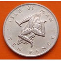 ISLA DE MAN 10 PENIQUES 1976 TRISKELION, MAPA y REINA ISABEL II KM.36B1 MONEDA DE NICKEL EBC- Isle Of Man 10 Pence