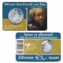 @PLATA - COINCARD@ HOLANDA 5 EUROS 2006 PINTOR REMBRANDT 400 ANIVERSARIO MONEDA SC The Netherlands