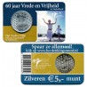 @COINCARD - PLATA@ HOLANDA 5 EUROS 2005 REINA BEATRIZ 60 ANIVER. FINAL DE LA WWII KM.254 MONEDA SC The Netherlands