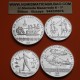 . 4 monedas @ESTUCHE y CERTIFICADO@ RUSIA 5 RUBLOS 1980 + 10 RUBLOS 1980 CCCP OLIMPIADA DE MOSCU PLATA PROOF Russia silver