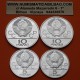. 4 monedas @ESTUCHE y CERTIFICADO@ RUSIA 5 RUBLOS 1980 + 10 RUBLOS 1980 CCCP OLIMPIADA DE MOSCU PLATA PROOF Russia silver