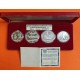 . 4 monedas @ESTUCHE y CERTIFICADO@ RUSIA 5 RUBLOS 1980 + 10 RUBLOS 1980 CCCP OLIMPIADA DE MOSCU PLATA PROOF Russia silver