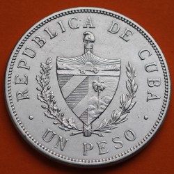 @PRECIOSA@ CUBA 1 PESO 1932 ESTRELLA PATRIA y LIBERTAD KM.15 MONEDA DE PLATA Caribe silver coin R/3