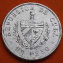 @PRECIOSA@ CUBA 1 PESO 1932 ESTRELLA PATRIA y LIBERTAD KM.15 MONEDA DE PLATA Caribe silver coin R/3