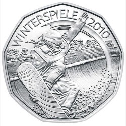 2 monedas x AUSTRIA 5 EUROS 2010 SKI + SNOWBOARD PLATA SC BLISTER OFICIAL @COINCARD@ Osterreich