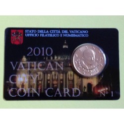 VATICANO 50 CENTIMOS 2010  PAPA BENEDICTO XVI COINCARD Nº1 MONEDA DE LATON SC